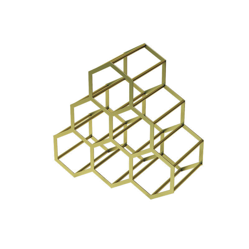 Tabletop Glam Style Wine Rack Metal Wine Bottle Rack for Living Room 13"L x 7"W x 13"H Gold 1 Piece Clearhalo 'furn' 'furn_wine_racks' 'Furniture' 'Kitchen & Dining Furniture' 'Wine Racks' 'wine_racks' 6844976