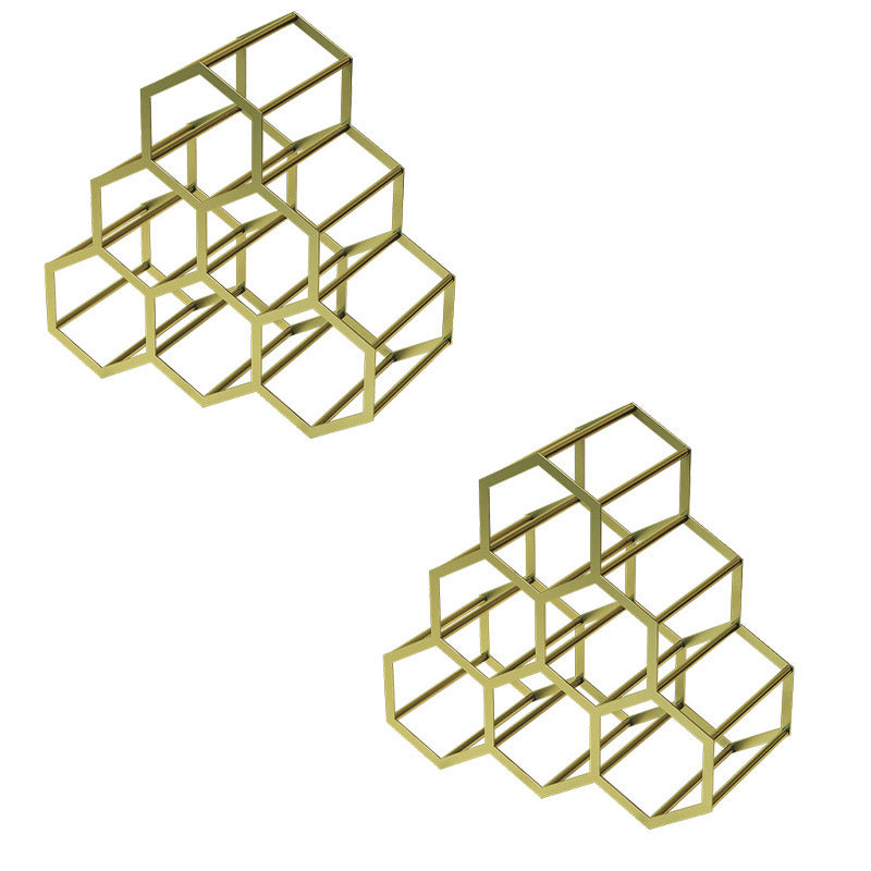 Tabletop Glam Style Wine Rack Metal Wine Bottle Rack for Living Room 13"L x 7"W x 13"H Gold 2 Piece Set Clearhalo 'furn' 'furn_wine_racks' 'Furniture' 'Kitchen & Dining Furniture' 'Wine Racks' 'wine_racks' 6844977