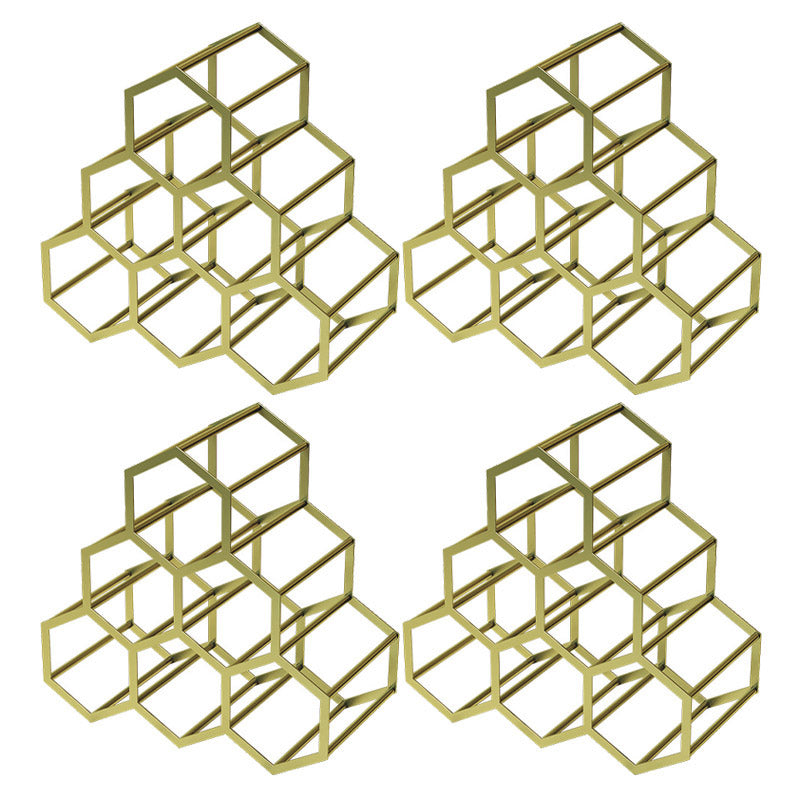 Tabletop Glam Style Wine Rack Metal Wine Bottle Rack for Living Room 13"L x 7"W x 13"H Gold 4 Piece Set Clearhalo 'furn' 'furn_wine_racks' 'Furniture' 'Kitchen & Dining Furniture' 'Wine Racks' 'wine_racks' 6844978