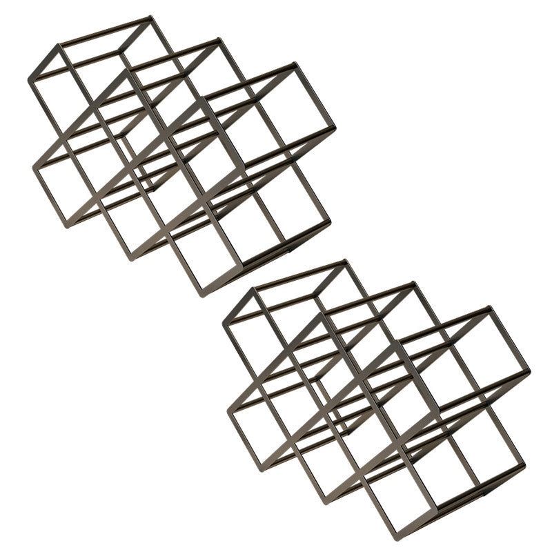 Tabletop Glam Style Wine Rack Metal Wine Bottle Rack for Living Room 16"L x 7"W x 11"H Black 2 Piece Set Clearhalo 'furn' 'furn_wine_racks' 'Furniture' 'Kitchen & Dining Furniture' 'Wine Racks' 'wine_racks' 6844980
