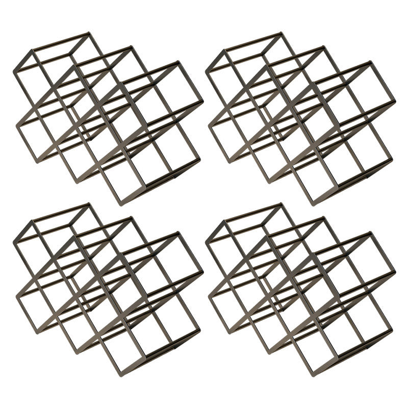 Tabletop Glam Style Wine Rack Metal Wine Bottle Rack for Living Room 16"L x 7"W x 11"H Black 4 Piece Set Clearhalo 'furn' 'furn_wine_racks' 'Furniture' 'Kitchen & Dining Furniture' 'Wine Racks' 'wine_racks' 6844981
