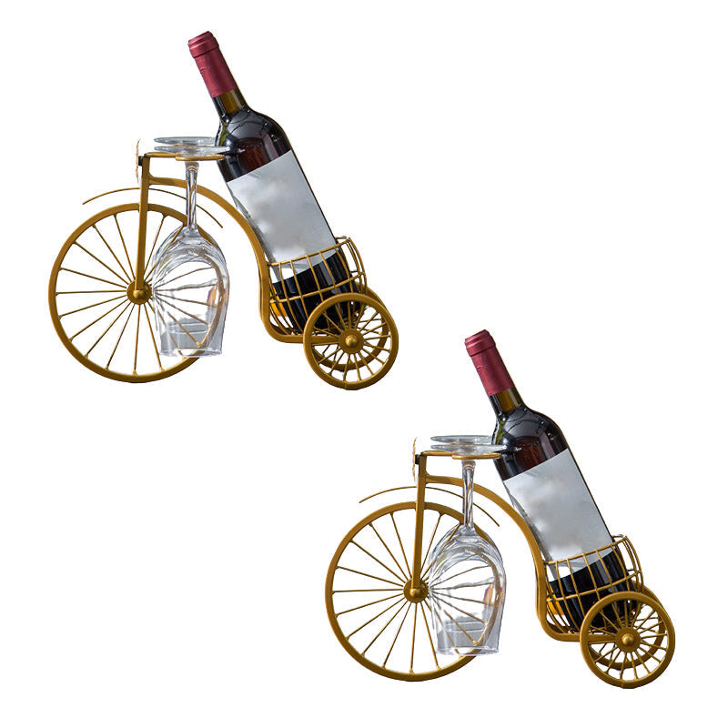 Glam Tabletop Wine Rack Metal Wine Bottle & Glass Rack for Living Room Gold 2 Piece Set Clearhalo 'furn' 'furn_wine_racks' 'Furniture' 'Kitchen & Dining Furniture' 'Wine Racks' 'wine_racks' 6845013