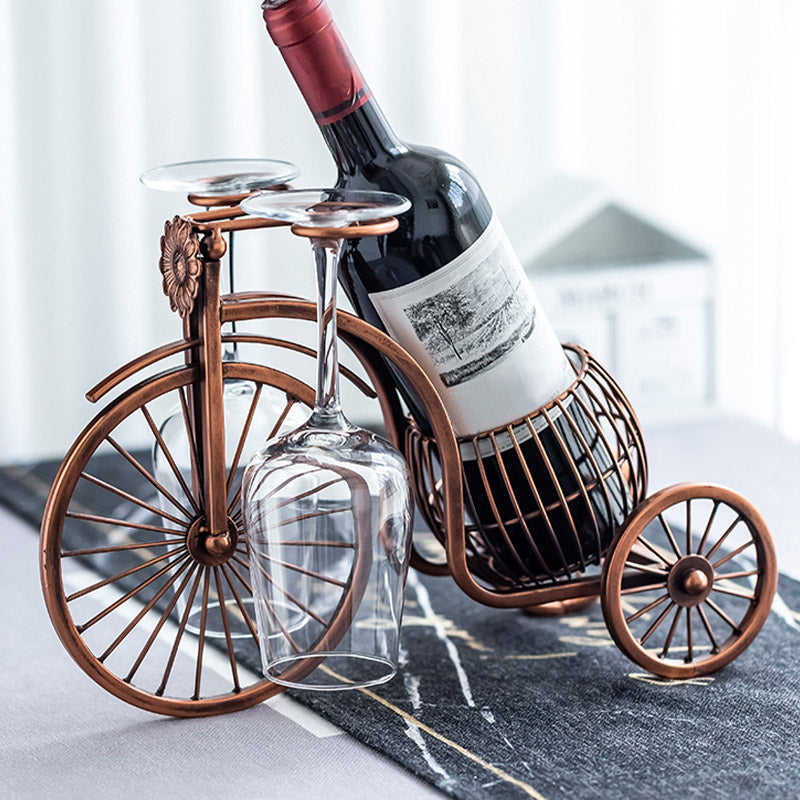 Glam Tabletop Wine Rack Metal Wine Bottle & Glass Rack for Living Room Bronze 1 Piece Clearhalo 'furn' 'furn_wine_racks' 'Furniture' 'Kitchen & Dining Furniture' 'Wine Racks' 'wine_racks' 6845017