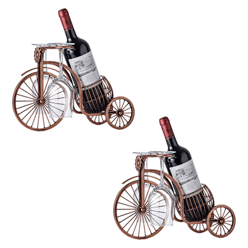 Glam Tabletop Wine Rack Metal Wine Bottle & Glass Rack for Living Room Bronze 2 Piece Set Clearhalo 'furn' 'furn_wine_racks' 'Furniture' 'Kitchen & Dining Furniture' 'Wine Racks' 'wine_racks' 6845019