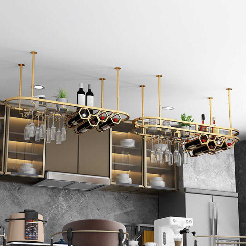 Glam Hanging Wine Rack Metal Wine Bottle & Glass Rack for Living Room Clearhalo 'furn' 'furn_wine_racks' 'Furniture' 'Kitchen & Dining Furniture' 'Wine Racks' 'wine_racks' 6845052