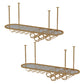 Glam Hanging Wine Rack Metal Wine Bottle & Glass Rack for Living Room 47"L x 14"W x 18"H Brass 2 Piece Set Clearhalo 'furn' 'furn_wine_racks' 'Furniture' 'Kitchen & Dining Furniture' 'Wine Racks' 'wine_racks' 6845063