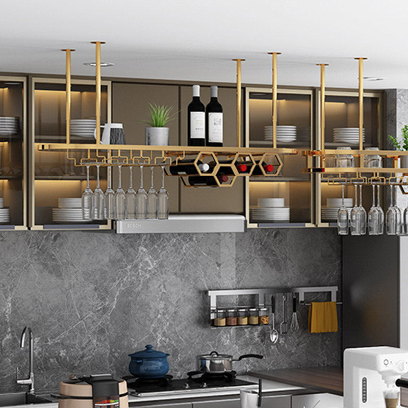 Glam Hanging Wine Rack Metal Wine Bottle & Glass Rack for Living Room Clearhalo 'furn' 'furn_wine_racks' 'Furniture' 'Kitchen & Dining Furniture' 'Wine Racks' 'wine_racks' 6845064