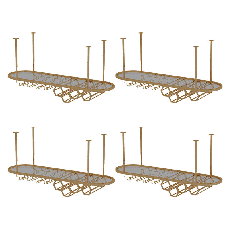 Glam Hanging Wine Rack Metal Wine Bottle & Glass Rack for Living Room 47"L x 14"W x 18"H Brass 4 Piece Set Clearhalo 'furn' 'furn_wine_racks' 'Furniture' 'Kitchen & Dining Furniture' 'Wine Racks' 'wine_racks' 6845065
