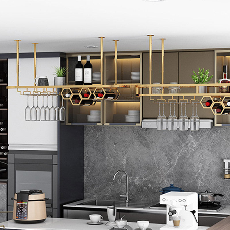 Glam Hanging Wine Rack Metal Wine Bottle & Glass Rack for Living Room Clearhalo 'furn' 'furn_wine_racks' 'Furniture' 'Kitchen & Dining Furniture' 'Wine Racks' 'wine_racks' 6845066