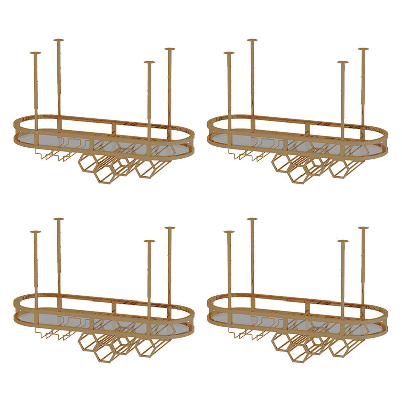 Glam Hanging Wine Rack Metal Wine Bottle & Glass Rack for Living Room 39.5"L x 14"W x 18"H Gold 4 Piece Set Clearhalo 'furn' 'furn_wine_racks' 'Furniture' 'Kitchen & Dining Furniture' 'Wine Racks' 'wine_racks' 6845075