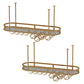 Glam Hanging Wine Rack Metal Wine Bottle & Glass Rack for Living Room 47"L x 14"W x 18"H Gold 2 Piece Set Clearhalo 'furn' 'furn_wine_racks' 'Furniture' 'Kitchen & Dining Furniture' 'Wine Racks' 'wine_racks' 6845077