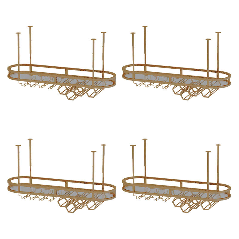 Glam Hanging Wine Rack Metal Wine Bottle & Glass Rack for Living Room 47"L x 14"W x 18"H Gold 4 Piece Set Clearhalo 'furn' 'furn_wine_racks' 'Furniture' 'Kitchen & Dining Furniture' 'Wine Racks' 'wine_racks' 6845078