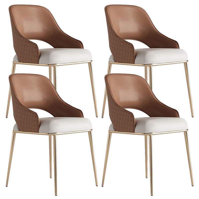 Glam Kitchen Chair Gold Legs Indoor Open Back Dining Arm Chair