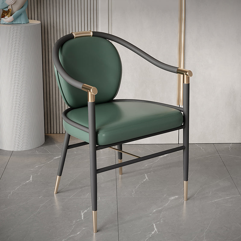 Dining Room Dining Arm Chair Faux Leather Upholstered Chair in Black Legs