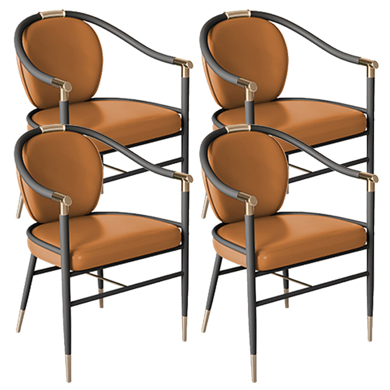 Dining Room Dining Arm Chair Faux Leather Upholstered Chair in Black Legs