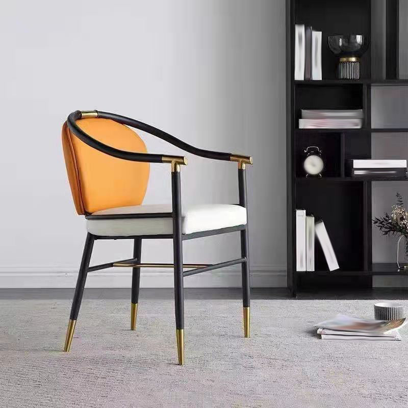 Dining Room Dining Arm Chair Faux Leather Upholstered Chair in Black Legs