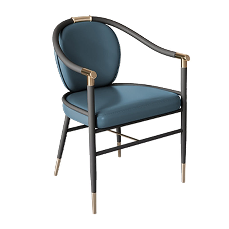 Dining Room Dining Arm Chair Faux Leather Upholstered Chair in Black Legs