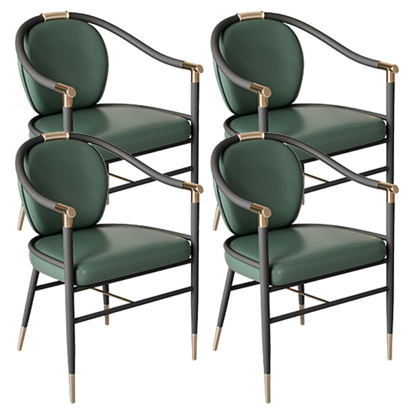 Dining Room Dining Arm Chair Faux Leather Upholstered Chair in Black Legs