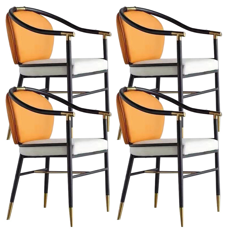 Dining Room Dining Arm Chair Faux Leather Upholstered Chair in Black Legs