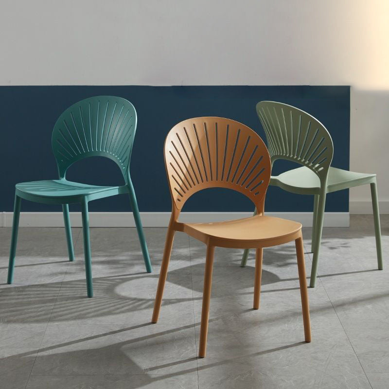 Plastic Dining Chair Modern Style Open Back Dining Side Chair