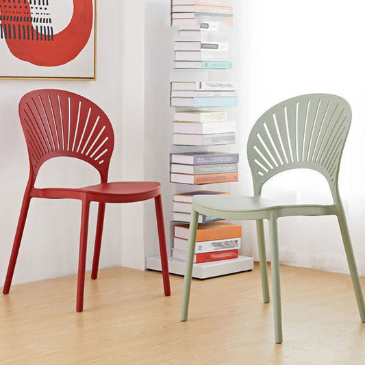 Plastic Dining Chair Modern Style Open Back Dining Side Chair