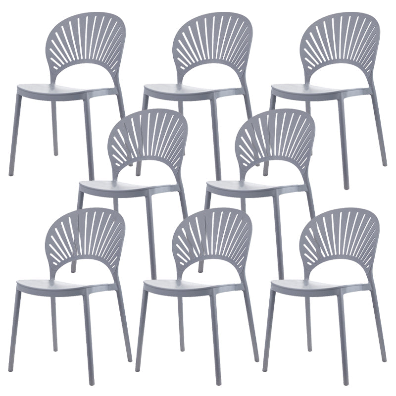 Silla de comedor de plástico estilo moderno silla lateral de comedor de espalda abierta