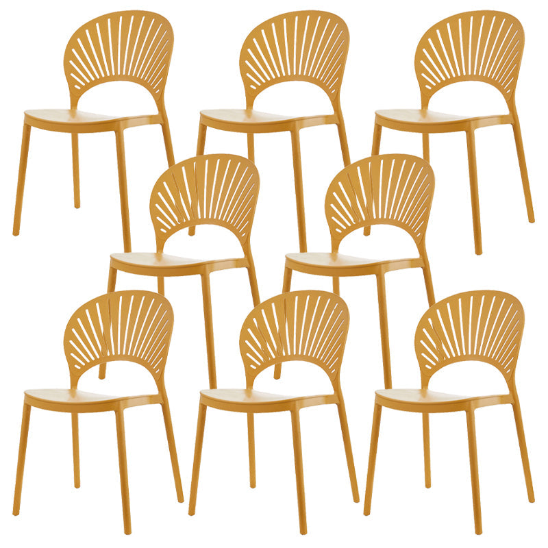 Silla de comedor de plástico estilo moderno silla lateral de comedor de espalda abierta