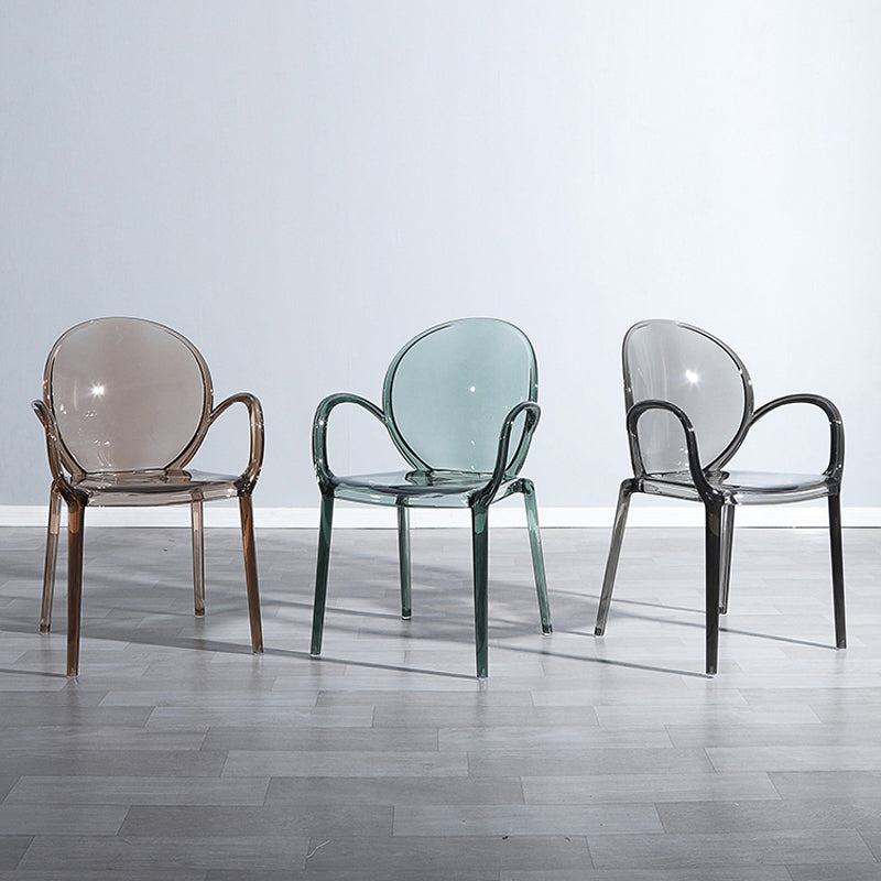 Home Dining Side Chair Kitchen Contemporary Plastic Dining Arm Chair