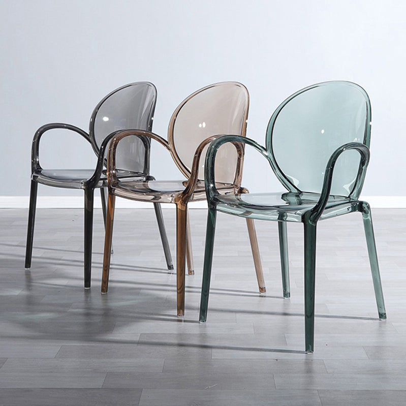 Home Dining Side Chair Kitchen Contemporary Plastic Dining Arm Chair