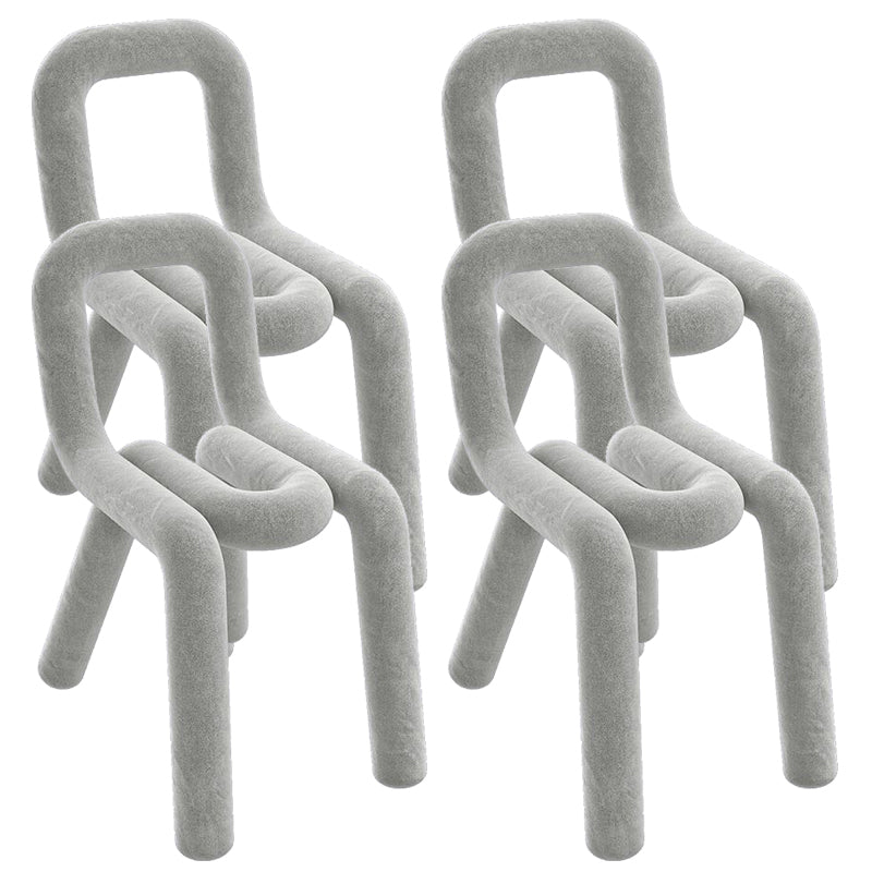 Home Fabric Side Chair Glam Style Open Back Armless Chair Set