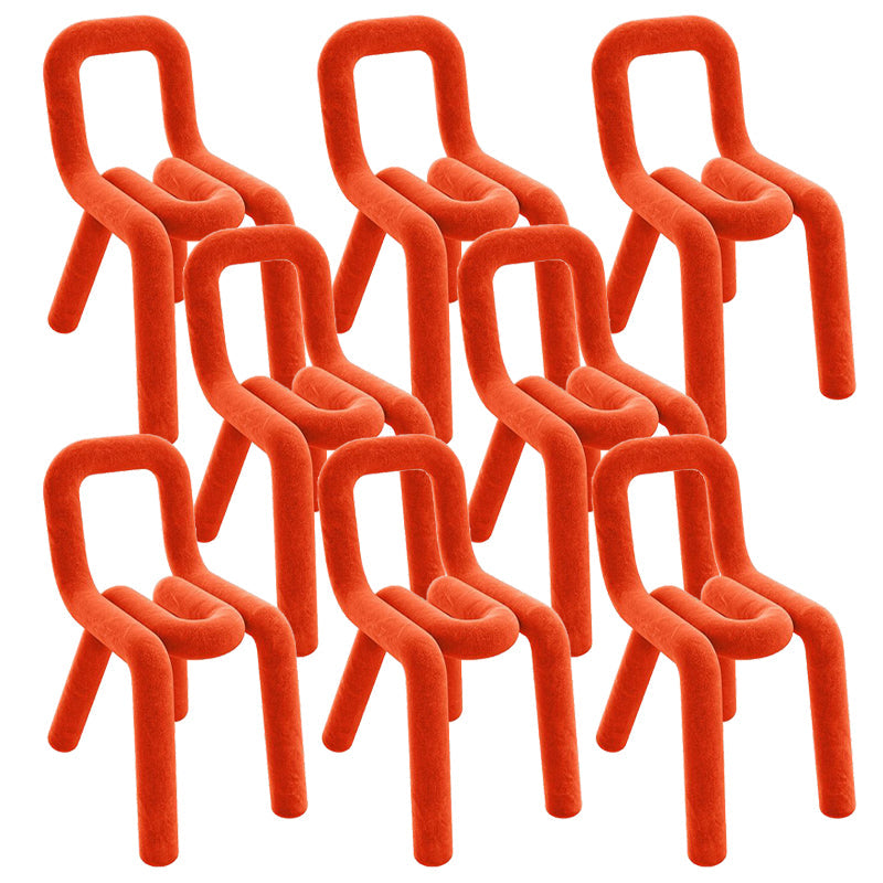 Home Fabric Side Chair Glam Style Open Back Armless Chair Set