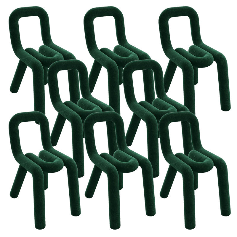 Home Fabric Side Chair Glam Style Open Back Armless Chair Set