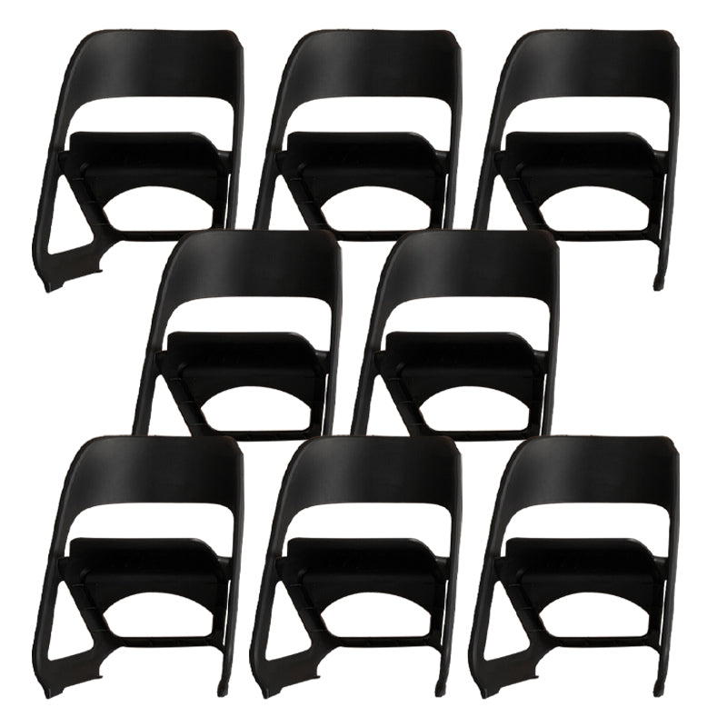 Open Back Dining Side Chair Contemporary Plastic Armless Chair Black 8 Piece Set Clearhalo 'Dining Chairs' 'Dining Tables & Seating' 'dining_chair' 'furn' 'furn_dining_chair' 'Furniture' 'Kitchen & Dining Furniture' 6845989