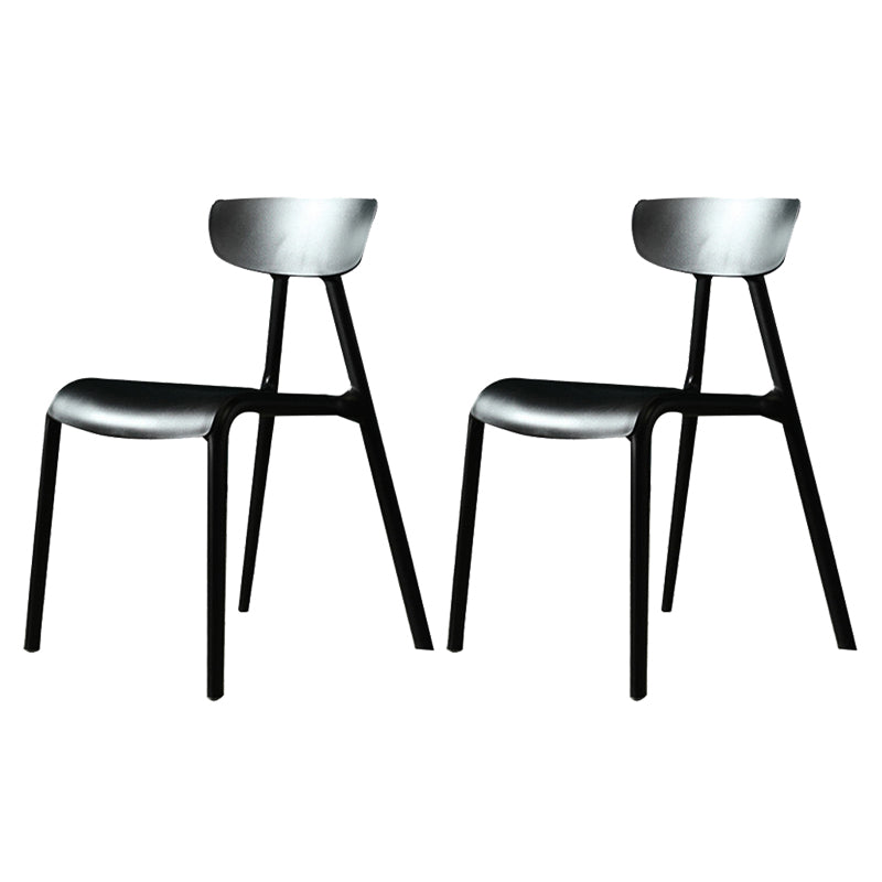 Kitchen Plastic Side Chair Modern Style Open Back Armless Chair Set Black 2 Piece Set Clearhalo 'Dining Chairs' 'Dining Tables & Seating' 'dining_chair' 'furn' 'furn_dining_chair' 'Furniture' 'Kitchen & Dining Furniture' 6846045
