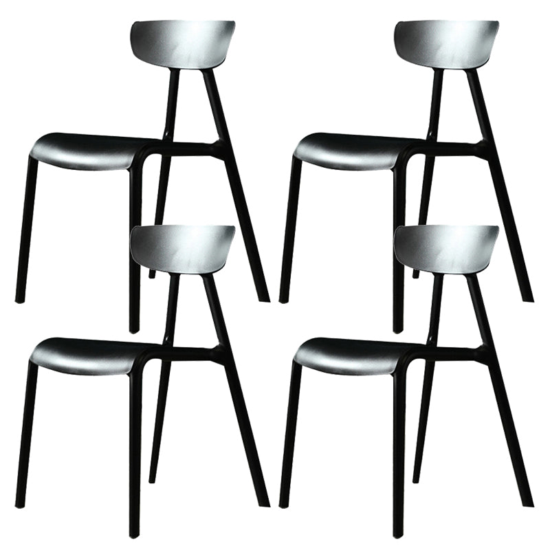 Kitchen Plastic Side Chair Modern Style Open Back Armless Chair Set Black 4 Piece Set Clearhalo 'Dining Chairs' 'Dining Tables & Seating' 'dining_chair' 'furn' 'furn_dining_chair' 'Furniture' 'Kitchen & Dining Furniture' 6846048