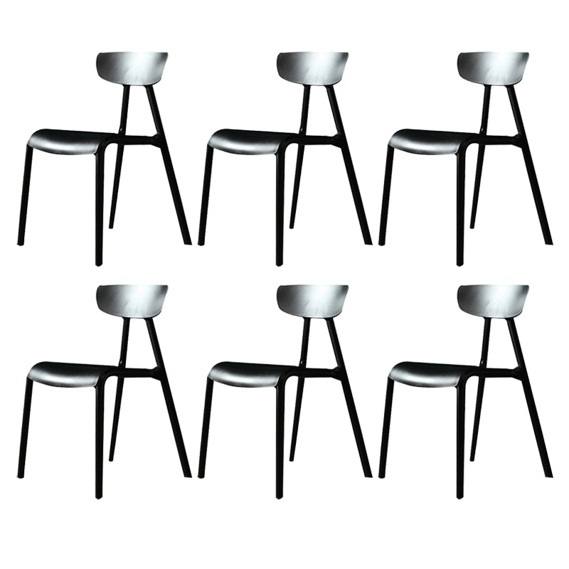 Kitchen Plastic Side Chair Modern Style Open Back Armless Chair Set Black 6 Piece Set Clearhalo 'Dining Chairs' 'Dining Tables & Seating' 'dining_chair' 'furn' 'furn_dining_chair' 'Furniture' 'Kitchen & Dining Furniture' 6846050