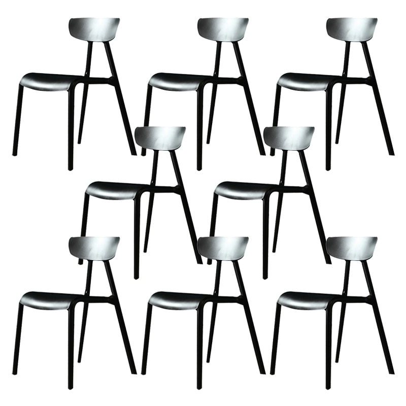 Kitchen Plastic Side Chair Modern Style Open Back Armless Chair Set Black 8 Piece Set Clearhalo 'Dining Chairs' 'Dining Tables & Seating' 'dining_chair' 'furn' 'furn_dining_chair' 'Furniture' 'Kitchen & Dining Furniture' 6846051