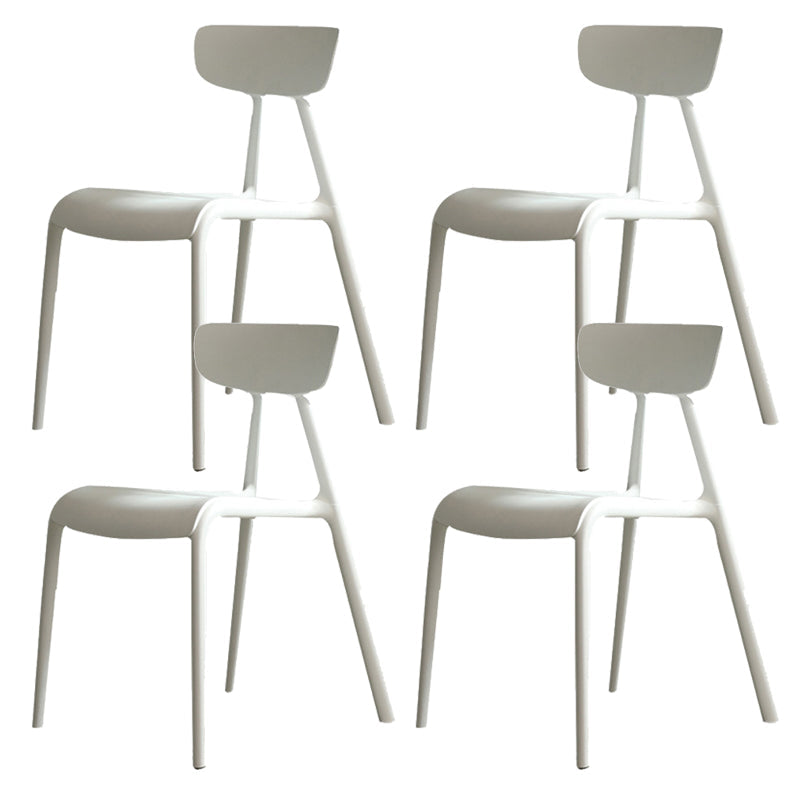 Kitchen Plastic Side Chair Modern Style Open Back Armless Chair Set White 4 Piece Set Clearhalo 'Dining Chairs' 'Dining Tables & Seating' 'dining_chair' 'furn' 'furn_dining_chair' 'Furniture' 'Kitchen & Dining Furniture' 6846057
