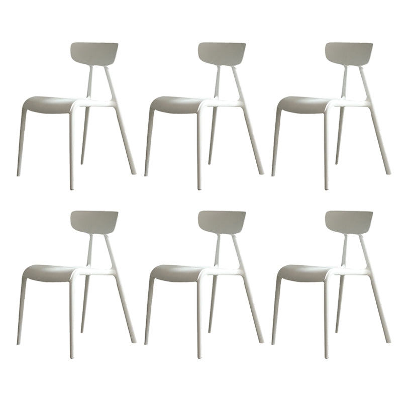 Kitchen Plastic Side Chair Modern Style Open Back Armless Chair Set White 6 Piece Set Clearhalo 'Dining Chairs' 'Dining Tables & Seating' 'dining_chair' 'furn' 'furn_dining_chair' 'Furniture' 'Kitchen & Dining Furniture' 6846059