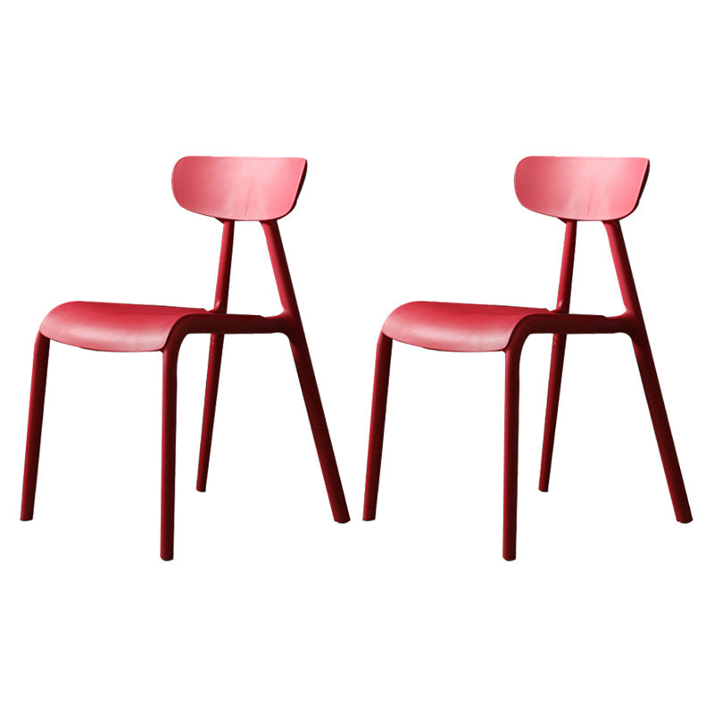 Kitchen Plastic Side Chair Modern Style Open Back Armless Chair Set Red 2 Piece Set Clearhalo 'Dining Chairs' 'Dining Tables & Seating' 'dining_chair' 'furn' 'furn_dining_chair' 'Furniture' 'Kitchen & Dining Furniture' 6846062