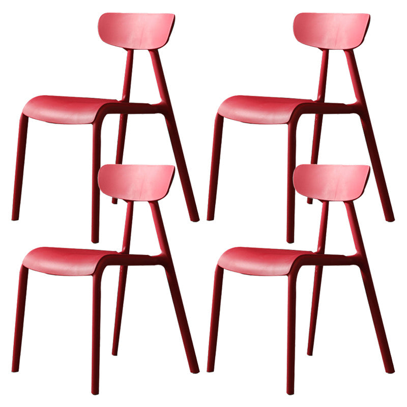 Kitchen Plastic Side Chair Modern Style Open Back Armless Chair Set Red 4 Piece Set Clearhalo 'Dining Chairs' 'Dining Tables & Seating' 'dining_chair' 'furn' 'furn_dining_chair' 'Furniture' 'Kitchen & Dining Furniture' 6846063