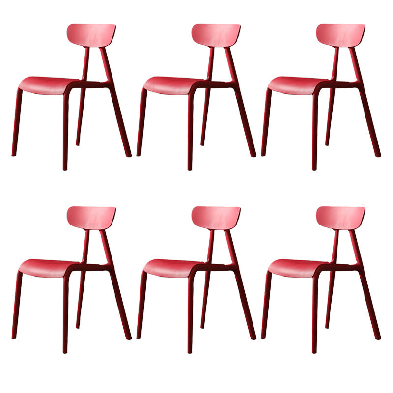 Kitchen Plastic Side Chair Modern Style Open Back Armless Chair Set Red 6 Piece Set Clearhalo 'Dining Chairs' 'Dining Tables & Seating' 'dining_chair' 'furn' 'furn_dining_chair' 'Furniture' 'Kitchen & Dining Furniture' 6846064