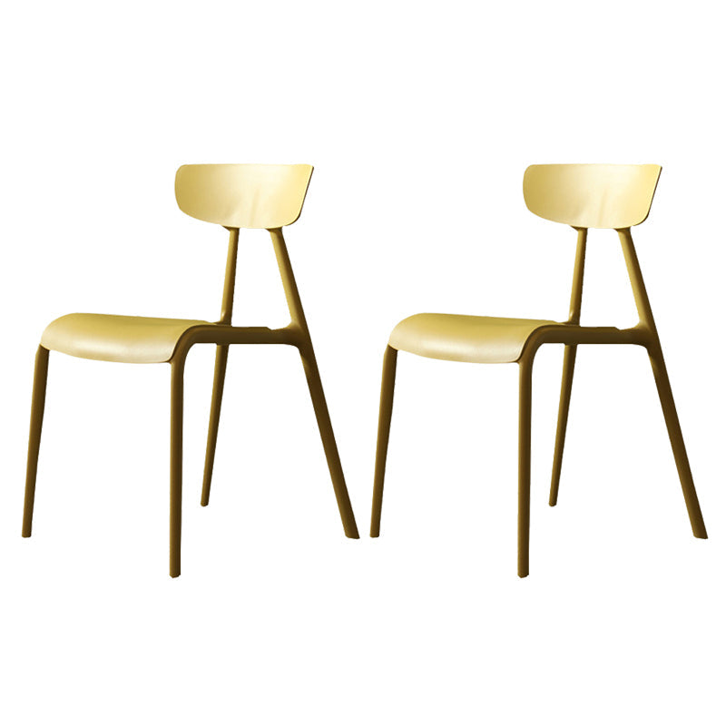 Kitchen Plastic Side Chair Modern Style Open Back Armless Chair Set Yellow 2 Piece Set Clearhalo 'Dining Chairs' 'Dining Tables & Seating' 'dining_chair' 'furn' 'furn_dining_chair' 'Furniture' 'Kitchen & Dining Furniture' 6846066