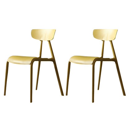 Kitchen Plastic Side Chair Modern Style Open Back Armless Chair Set Yellow 2 Piece Set Clearhalo 'Dining Chairs' 'Dining Tables & Seating' 'dining_chair' 'furn' 'furn_dining_chair' 'Furniture' 'Kitchen & Dining Furniture' 6846066