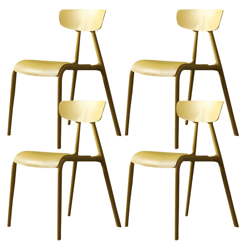 Kitchen Plastic Side Chair Modern Style Open Back Armless Chair Set Yellow 4 Piece Set Clearhalo 'Dining Chairs' 'Dining Tables & Seating' 'dining_chair' 'furn' 'furn_dining_chair' 'Furniture' 'Kitchen & Dining Furniture' 6846067