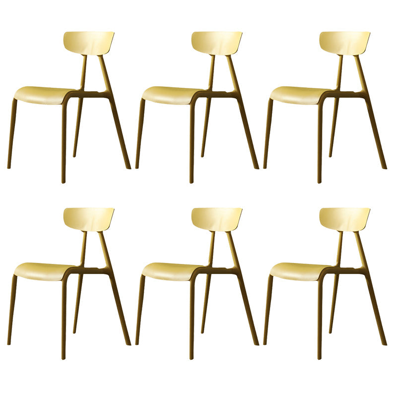Kitchen Plastic Side Chair Modern Style Open Back Armless Chair Set Yellow 6 Piece Set Clearhalo 'Dining Chairs' 'Dining Tables & Seating' 'dining_chair' 'furn' 'furn_dining_chair' 'Furniture' 'Kitchen & Dining Furniture' 6846068
