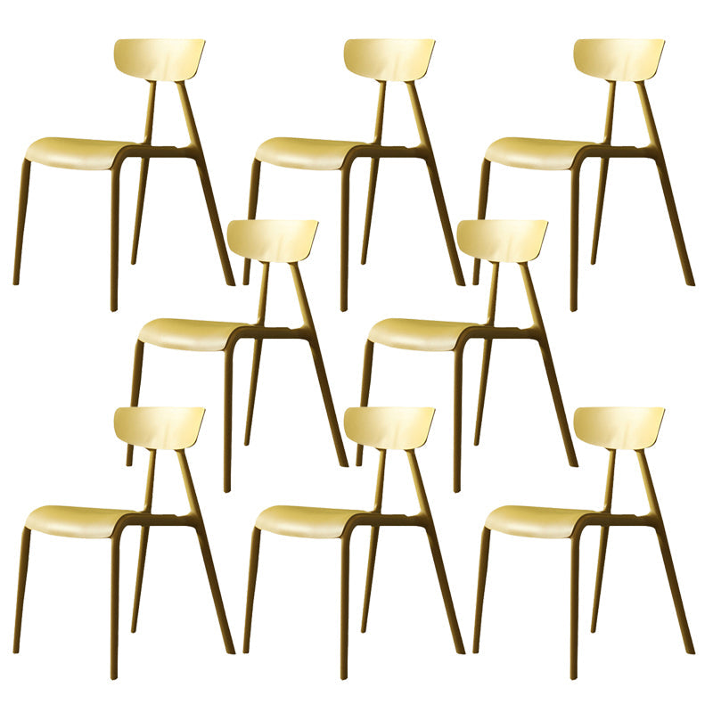 Kitchen Plastic Side Chair Modern Style Open Back Armless Chair Set Yellow 8 Piece Set Clearhalo 'Dining Chairs' 'Dining Tables & Seating' 'dining_chair' 'furn' 'furn_dining_chair' 'Furniture' 'Kitchen & Dining Furniture' 6846069