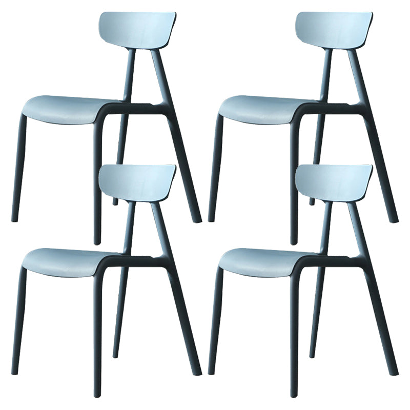 Kitchen Plastic Side Chair Modern Style Open Back Armless Chair Set Blue 4 Piece Set Clearhalo 'Dining Chairs' 'Dining Tables & Seating' 'dining_chair' 'furn' 'furn_dining_chair' 'Furniture' 'Kitchen & Dining Furniture' 6846071