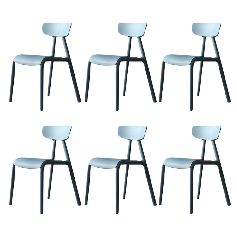 Kitchen Plastic Side Chair Modern Style Open Back Armless Chair Set Blue 6 Piece Set Clearhalo 'Dining Chairs' 'Dining Tables & Seating' 'dining_chair' 'furn' 'furn_dining_chair' 'Furniture' 'Kitchen & Dining Furniture' 6846072