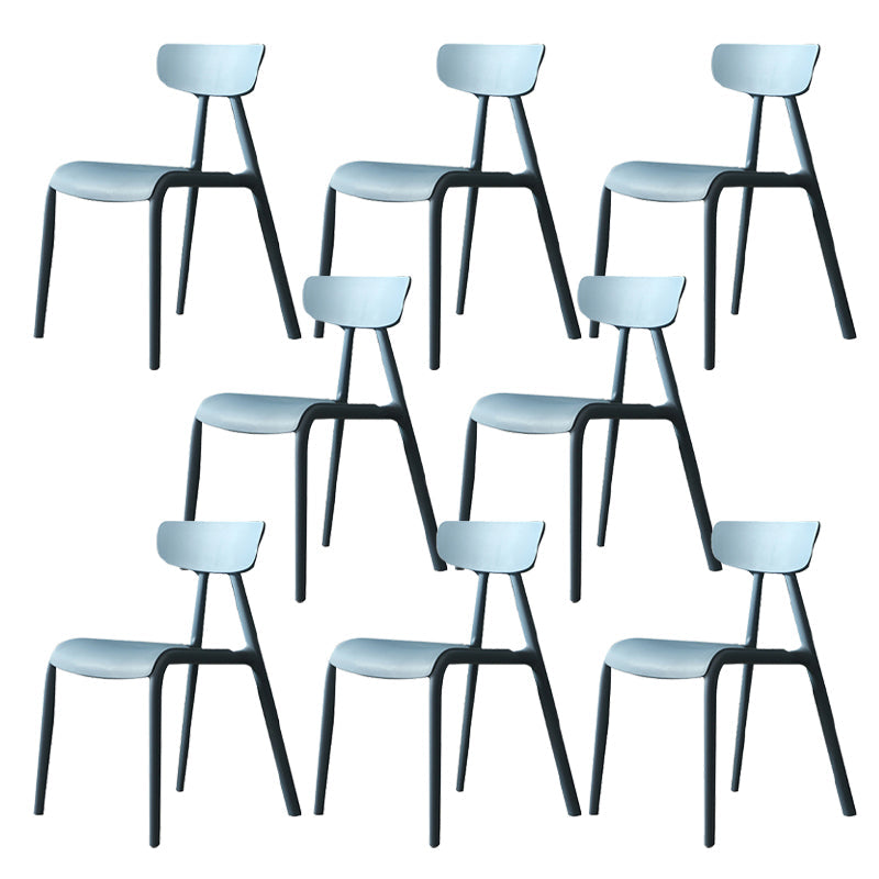 Kitchen Plastic Side Chair Modern Style Open Back Armless Chair Set Blue 8 Piece Set Clearhalo 'Dining Chairs' 'Dining Tables & Seating' 'dining_chair' 'furn' 'furn_dining_chair' 'Furniture' 'Kitchen & Dining Furniture' 6846073